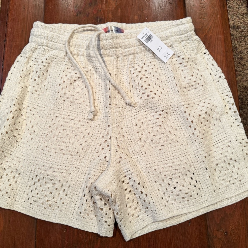 Abercrombie & Fitch Trevor Project 2024 Pride Cream Crochet Shorts